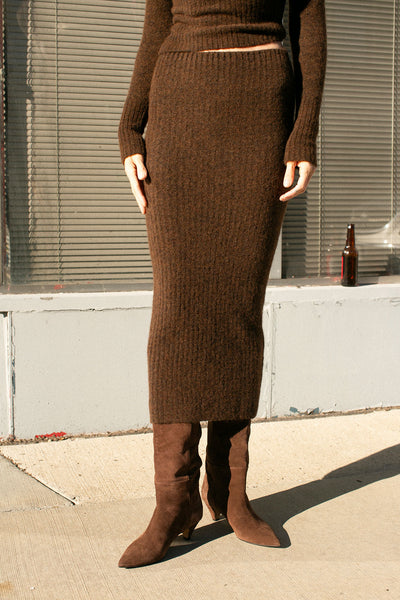 Brown Siracuza Knit Tube Skirt