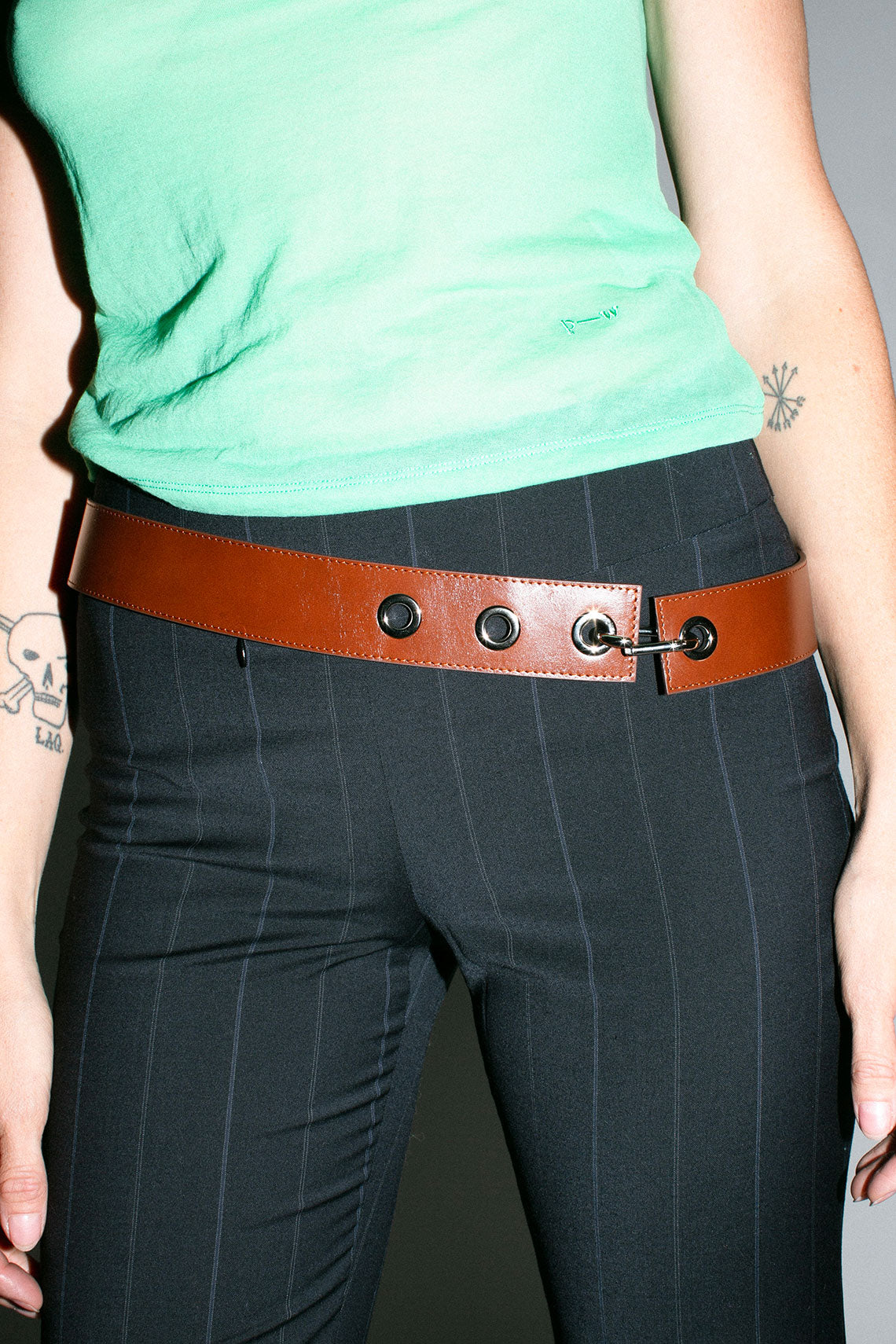 Brown Leather Hoop Belt
