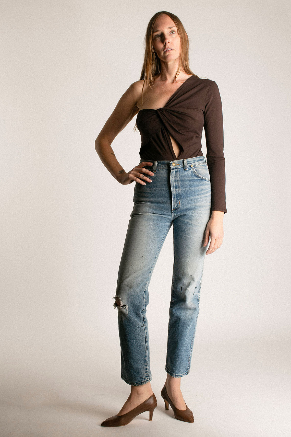 Espresso Hiran Draped Bodysuit