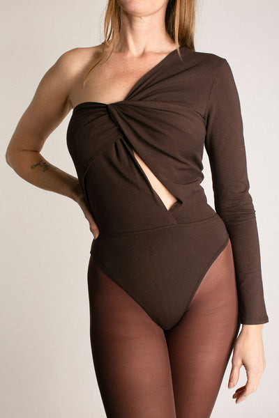 Espresso Hiran Draped Bodysuit