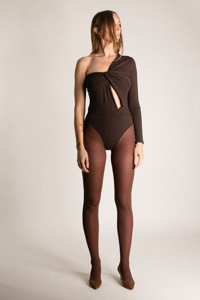 Espresso Hiran Draped Bodysuit