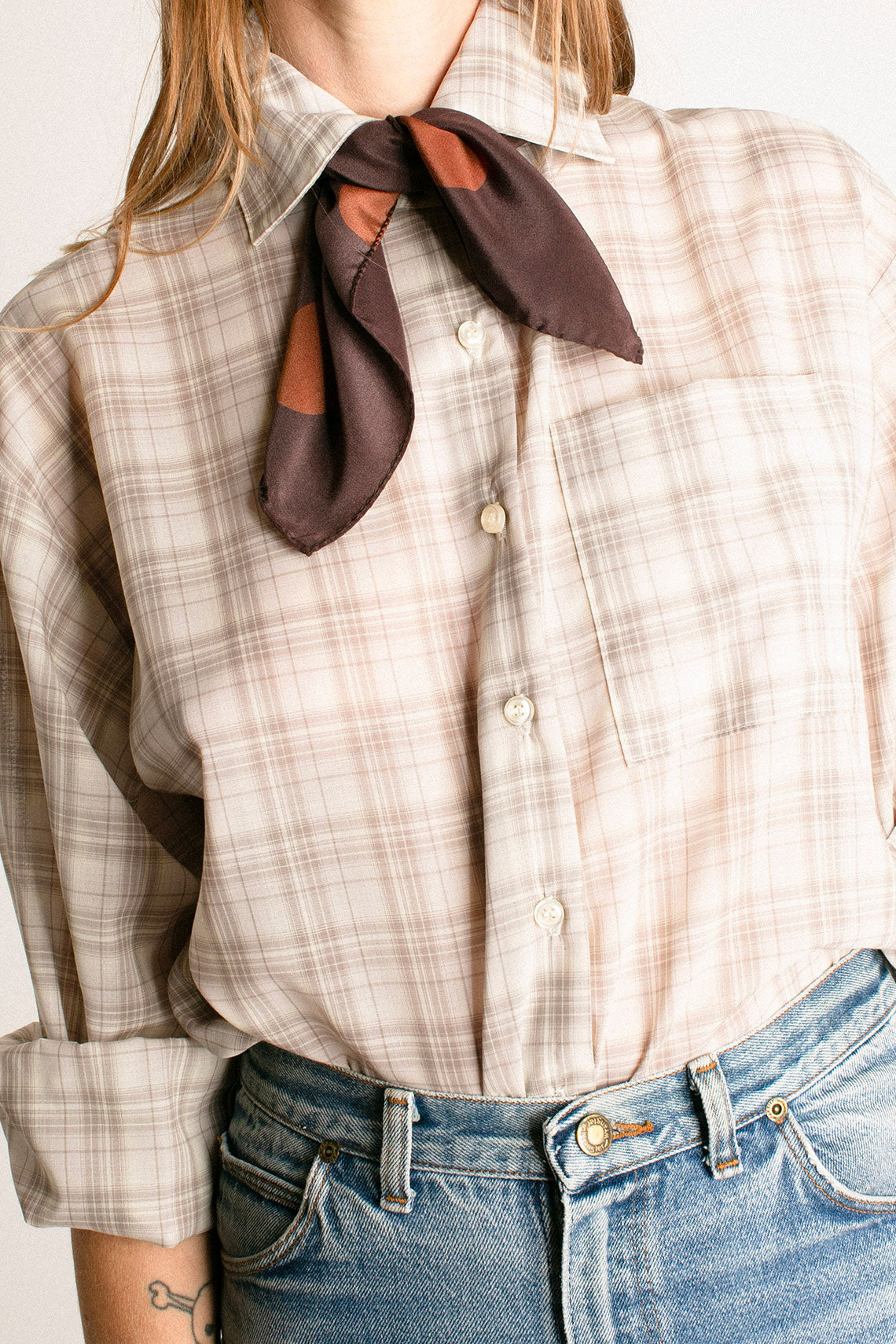 Pale Grey Plaid Francesca Shirt