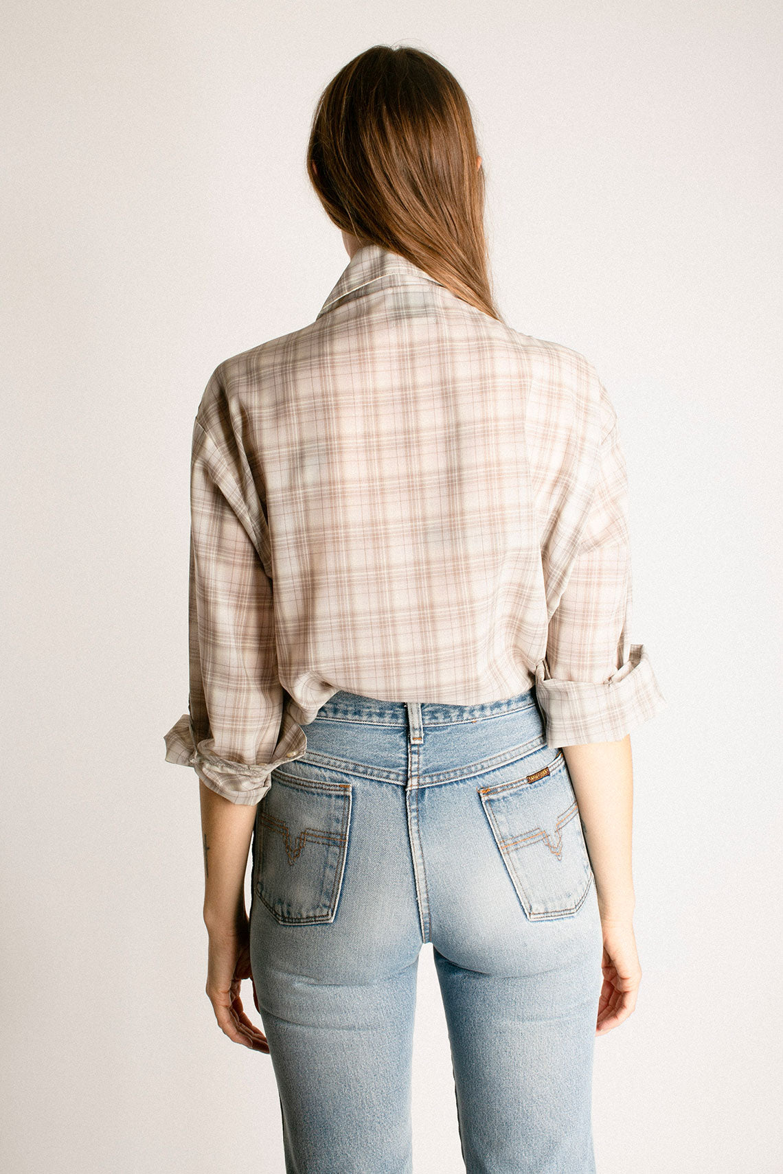Pale Grey Plaid Francesca Shirt