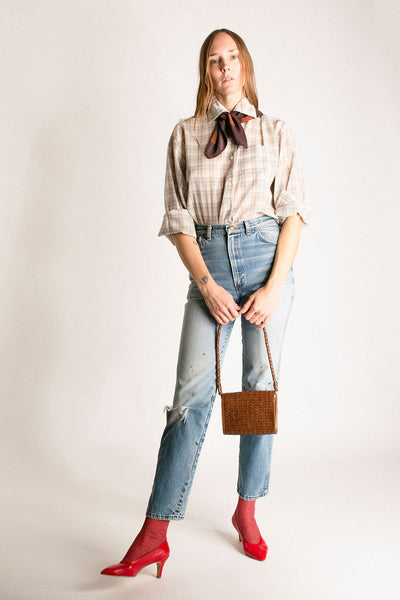 Pale Grey Plaid Francesca Shirt