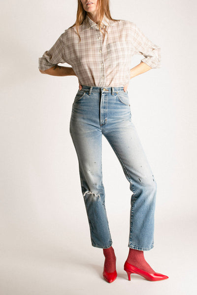 Pale Grey Plaid Francesca Shirt