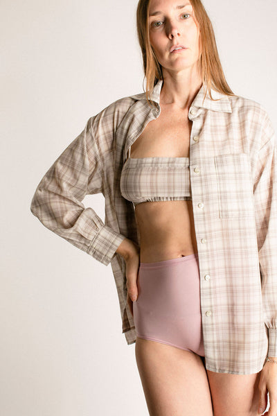 Pale Grey Plaid Francesca Shirt