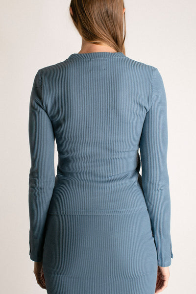 Slate Blue Cassatt Rib Cardigan