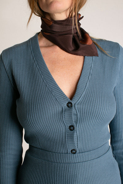 Slate Blue Cassatt Rib Cardigan