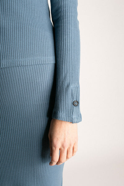 Slate Blue Cassatt Rib Cardigan