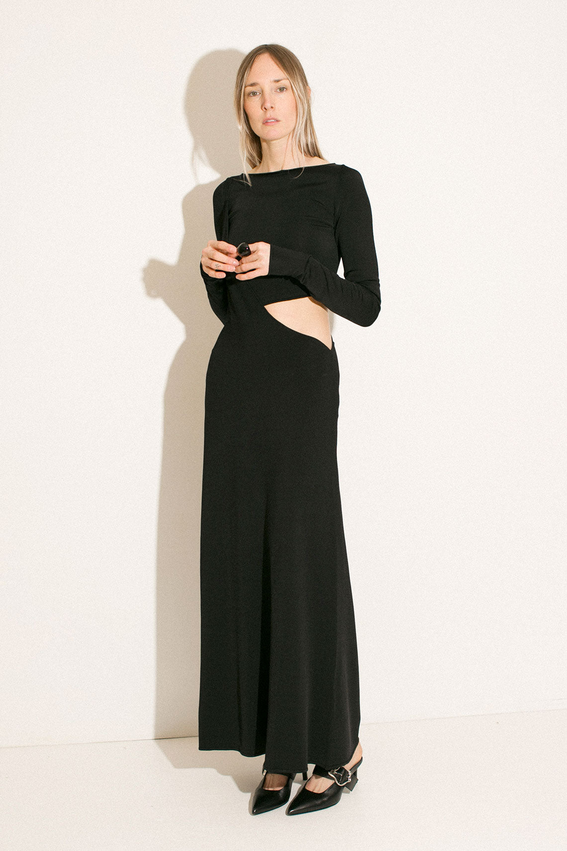Paris Georgia - Black Drape Maxi Dress L Paris Georgia - Black Drape Maxi Dress L
