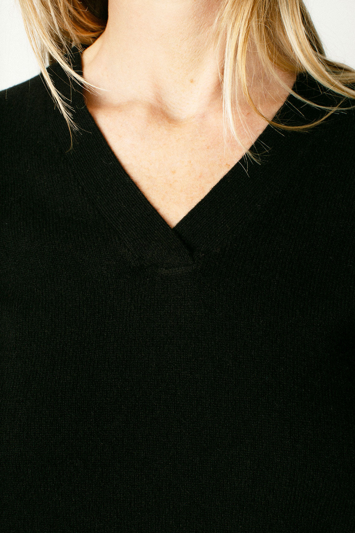 Black Deep V Neck Sweater