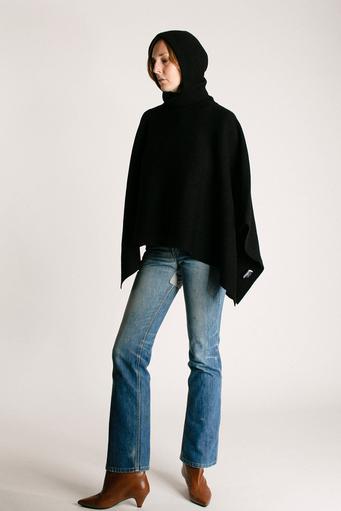 Black High Neck Poncho