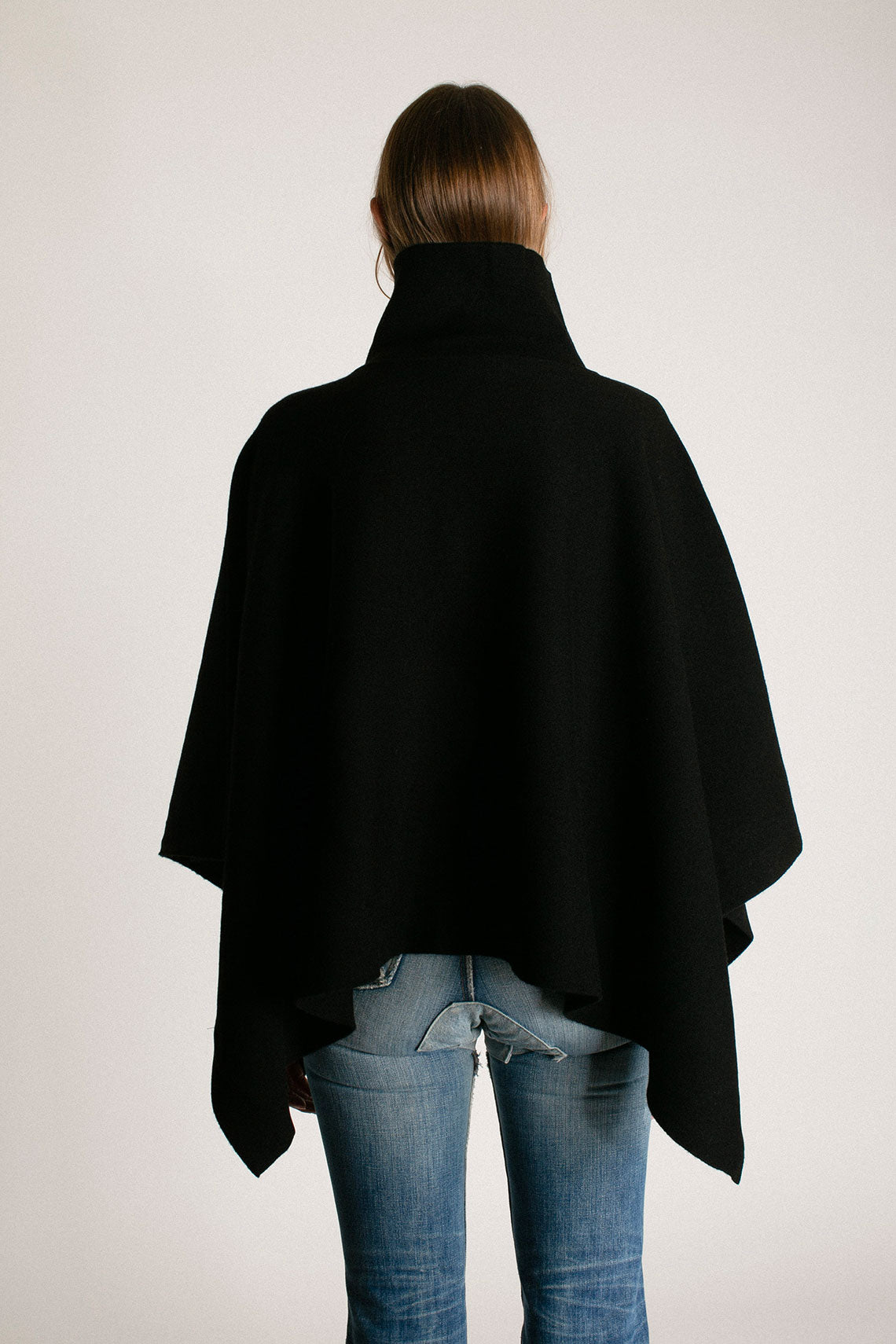 Black High Neck Poncho