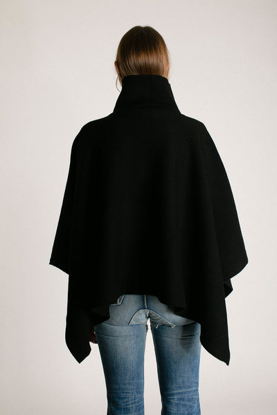 Black High Neck Poncho