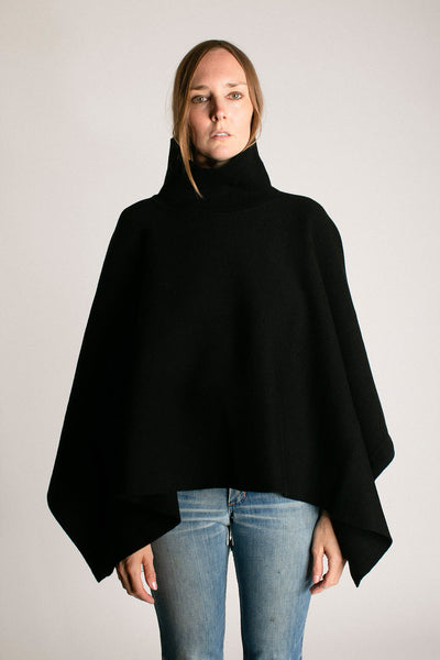 Black High Neck Poncho