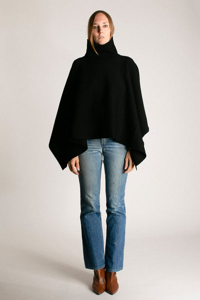 Black High Neck Poncho
