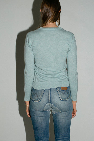 Eggshell Cashmere Crew Neck Sweater