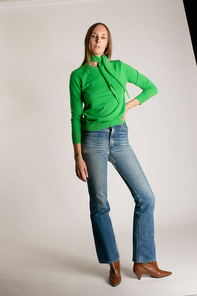 Green Cashmere Crew Neck Sweater