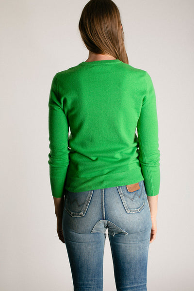 Green Cashmere Crew Neck Sweater