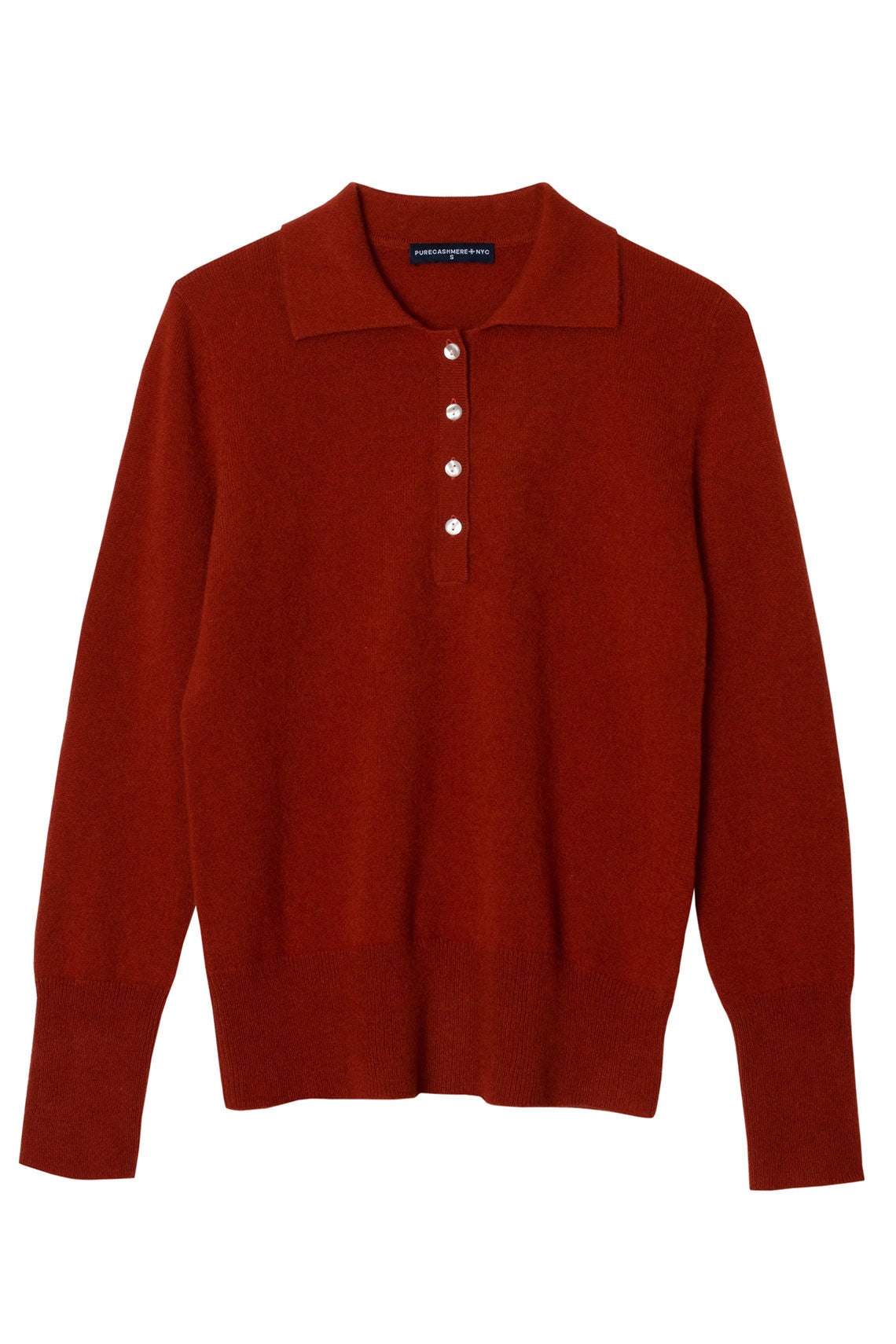 Brick Cashmere Polo Sweater