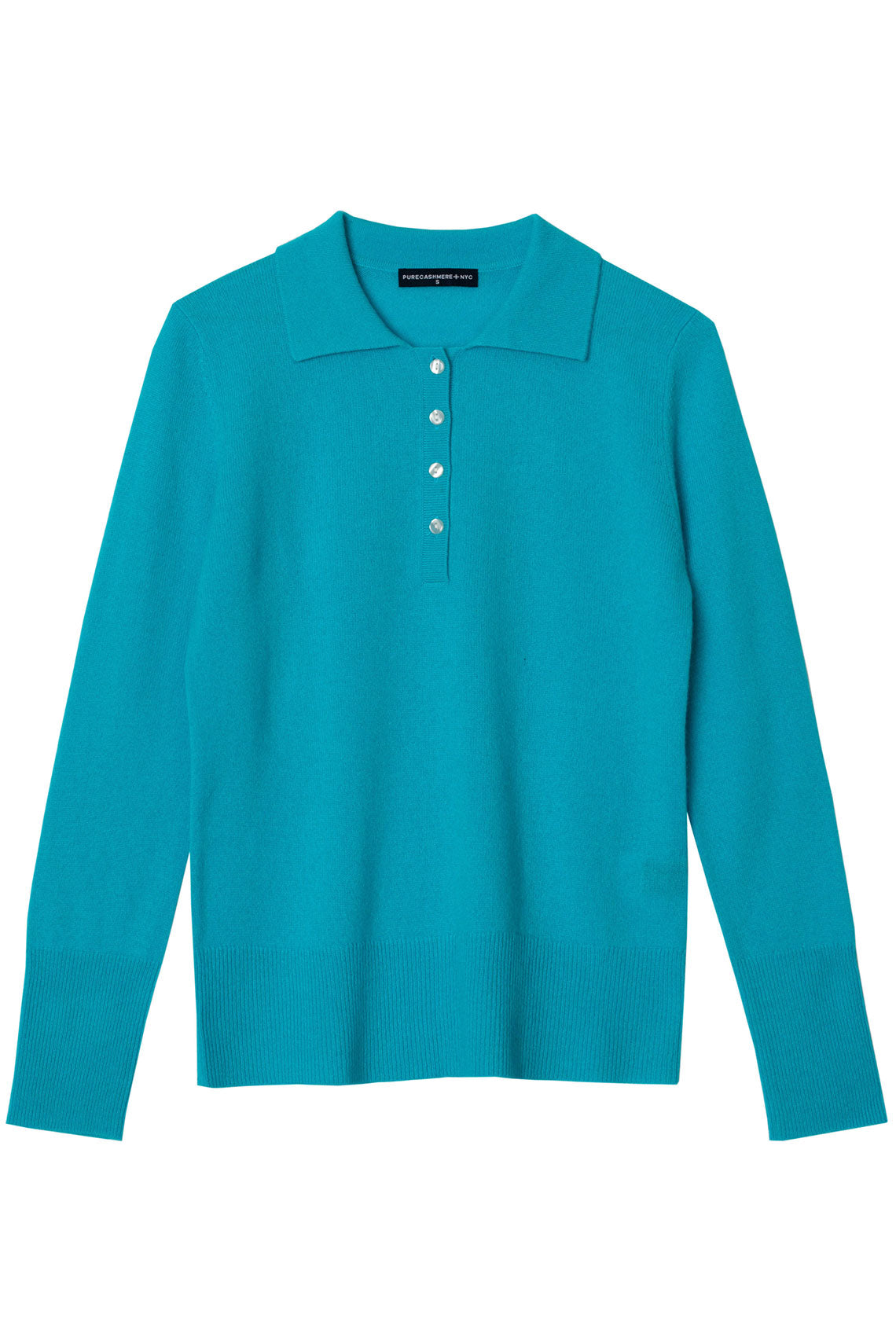French Blue Cashmere Polo Sweater