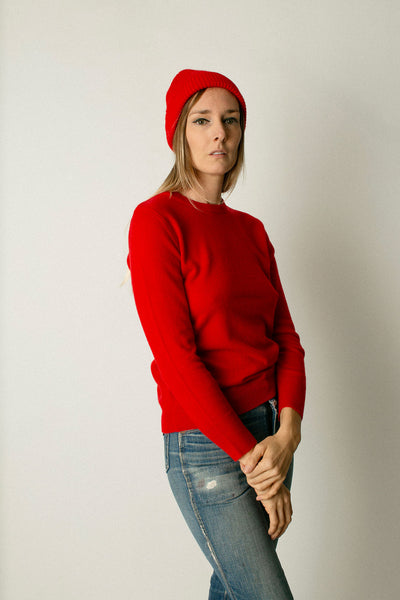 Red Cashmere Crew Neck Sweater