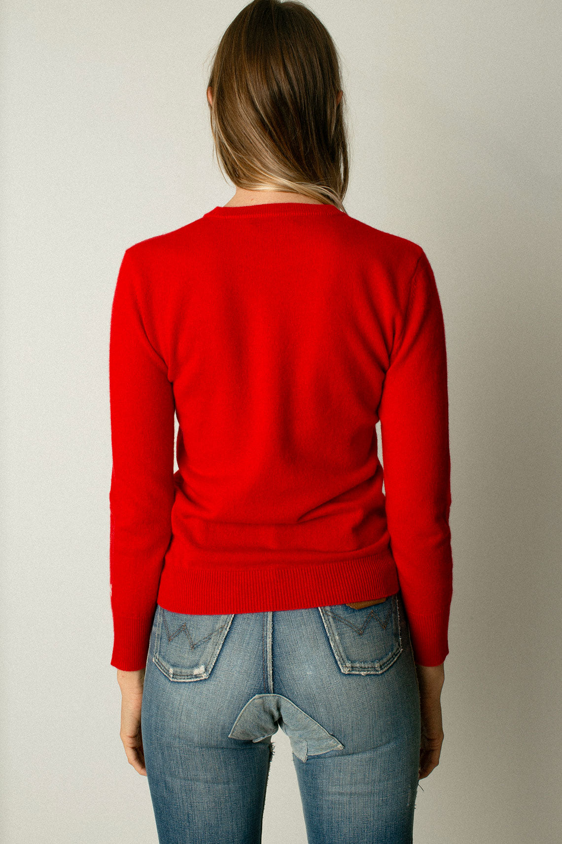 Red Cashmere Crew Neck Sweater