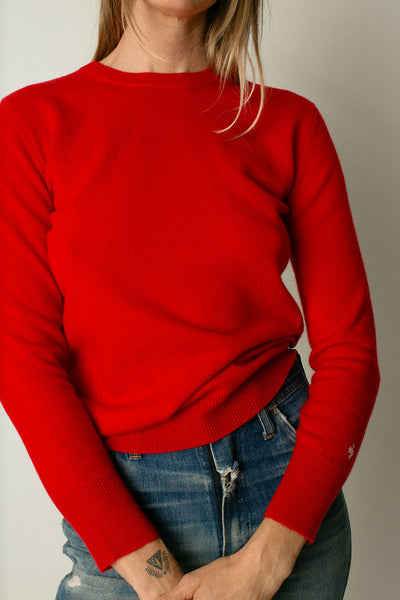 Red Cashmere Crew Neck Sweater