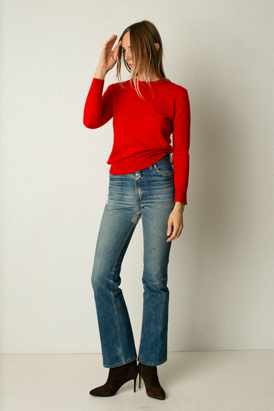 Red Cashmere Crew Neck Sweater