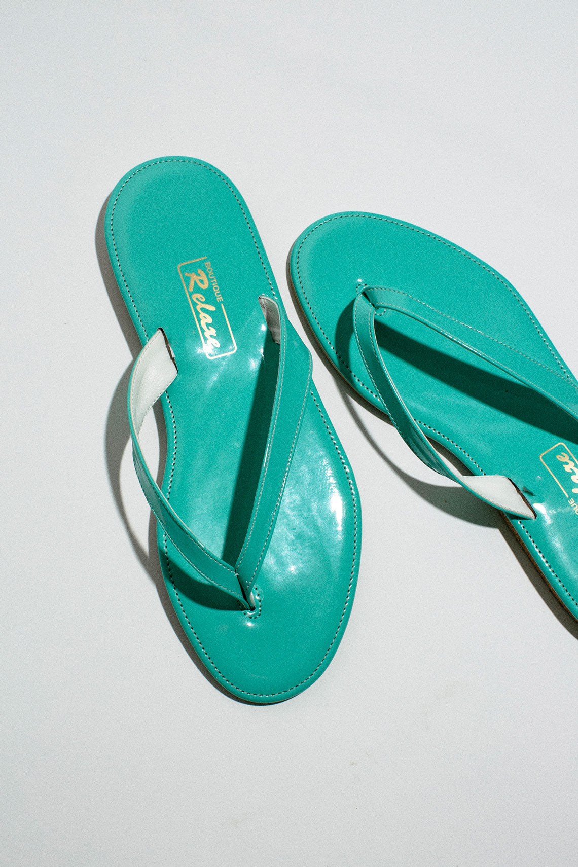 Aqua Patent Slipper Sandal