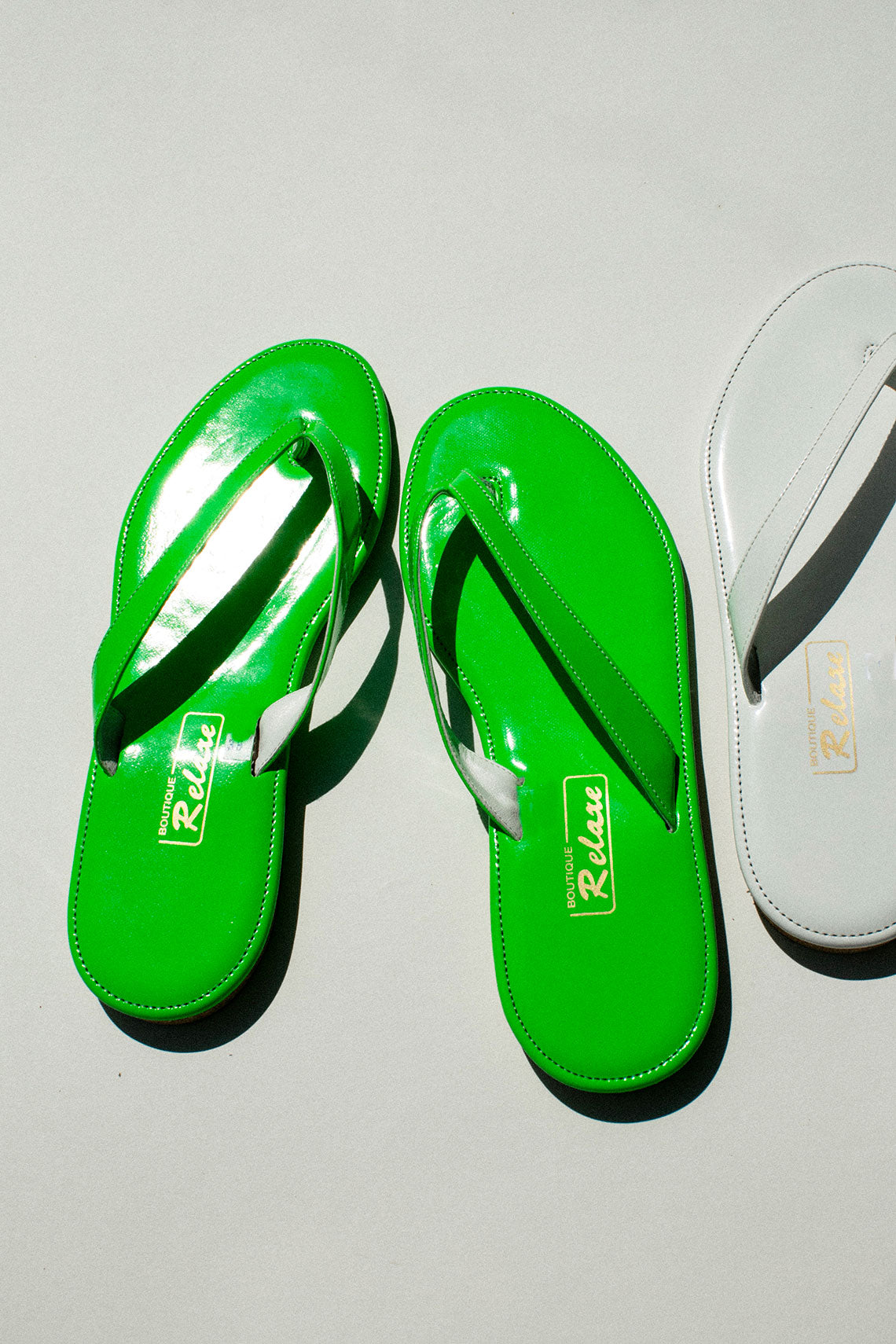 Lime Green Patent Slipper Sandal