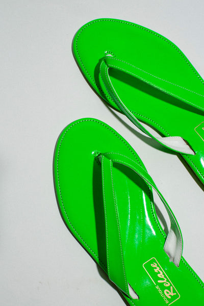 Lime Green Patent Slipper Sandal