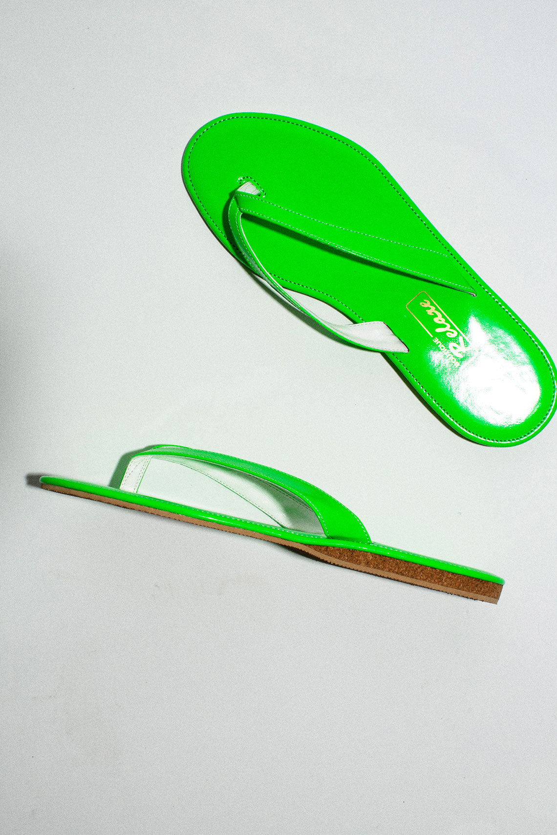 Lime Green Patent Slipper Sandal