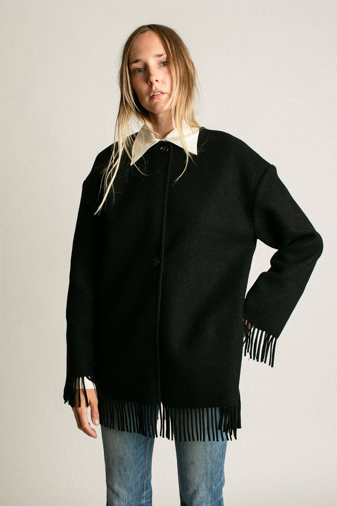 Black Agnes Fringe Jacket