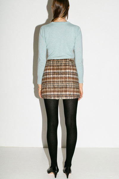 Brown Check Seine Mini Skirt