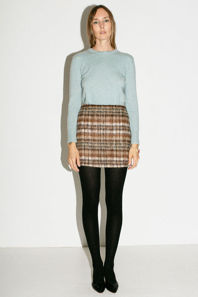 Brown Check Seine Mini Skirt