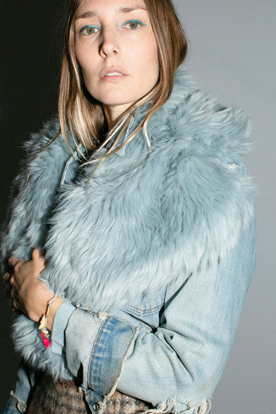 Cloud Grey Hyper Faux Fur Sash