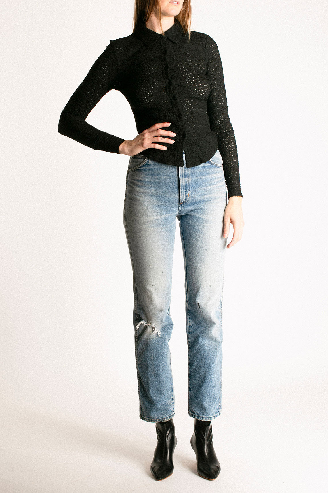 Black Daisy Lace Top