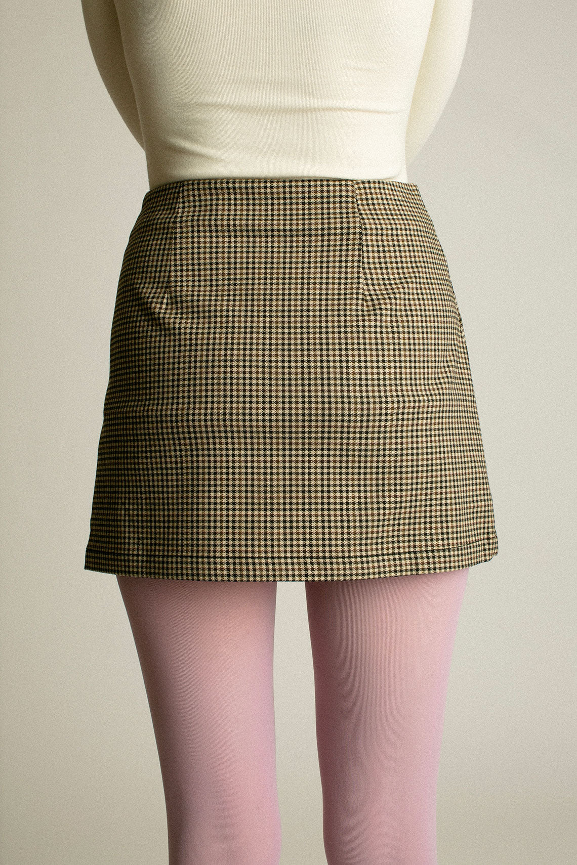 Brown Check City Skirt