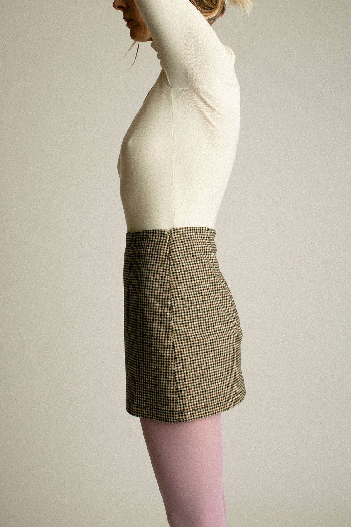 Brown Check City Skirt