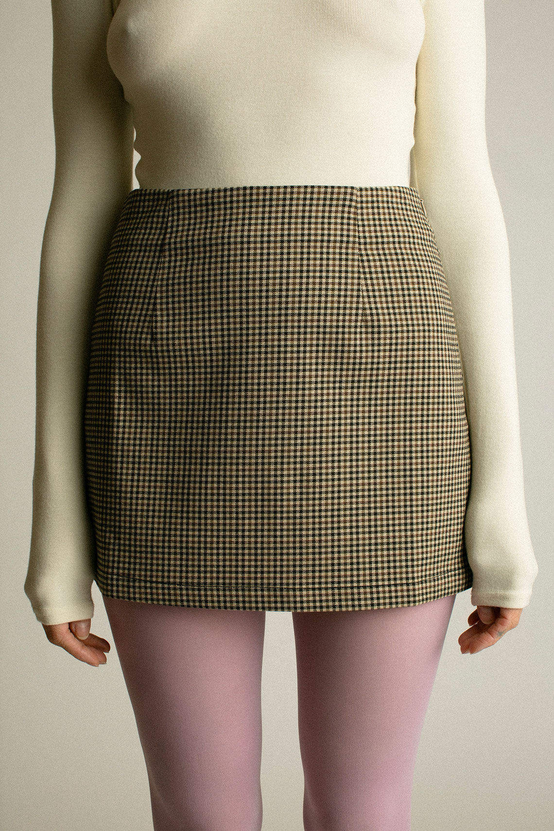 Brown Check City Skirt