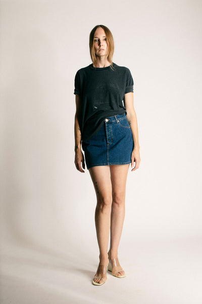 Pacific Blue Relaxed Mini Skirt