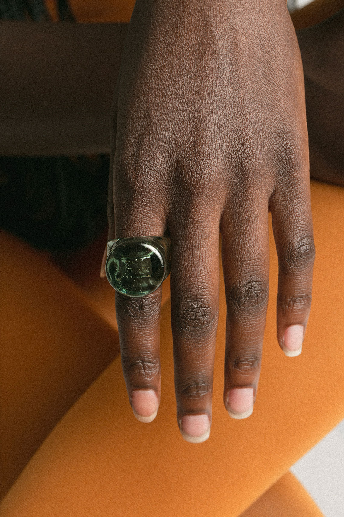 Green Glass Lalique Ring