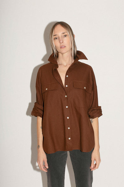 Brown Raw Silk Shirt