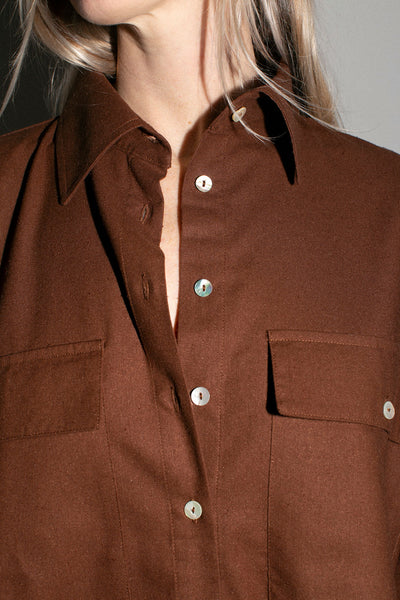 Brown Raw Silk Shirt