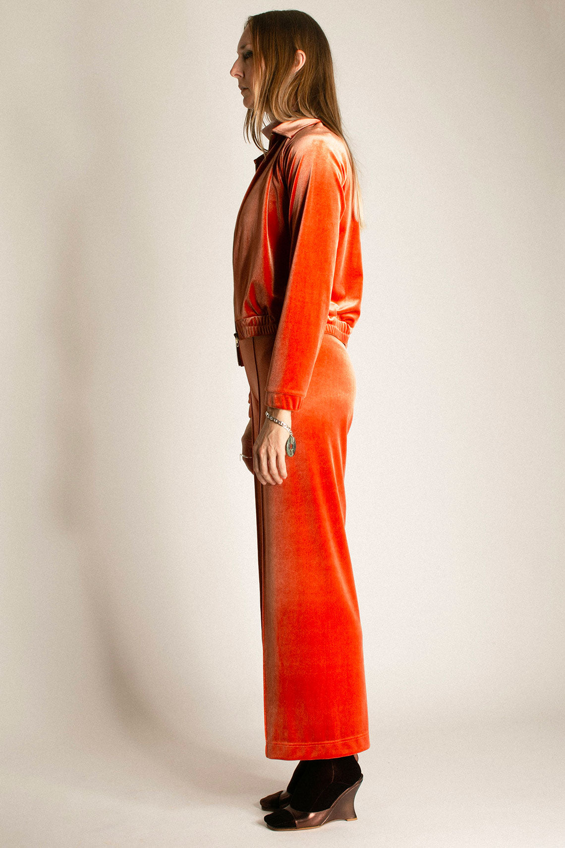 Amber Topstitch Velvet Pant