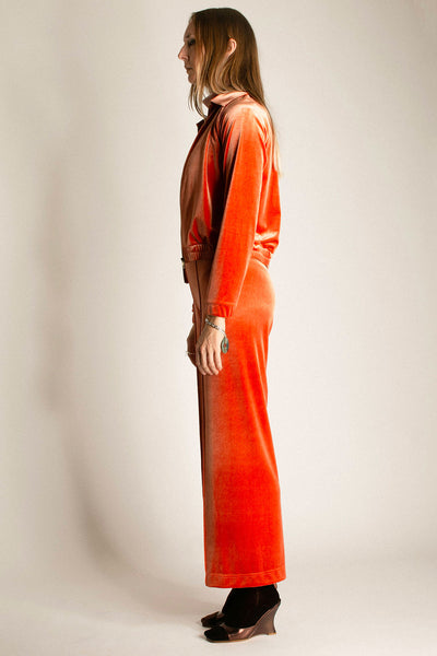 Amber Topstitch Velvet Pant