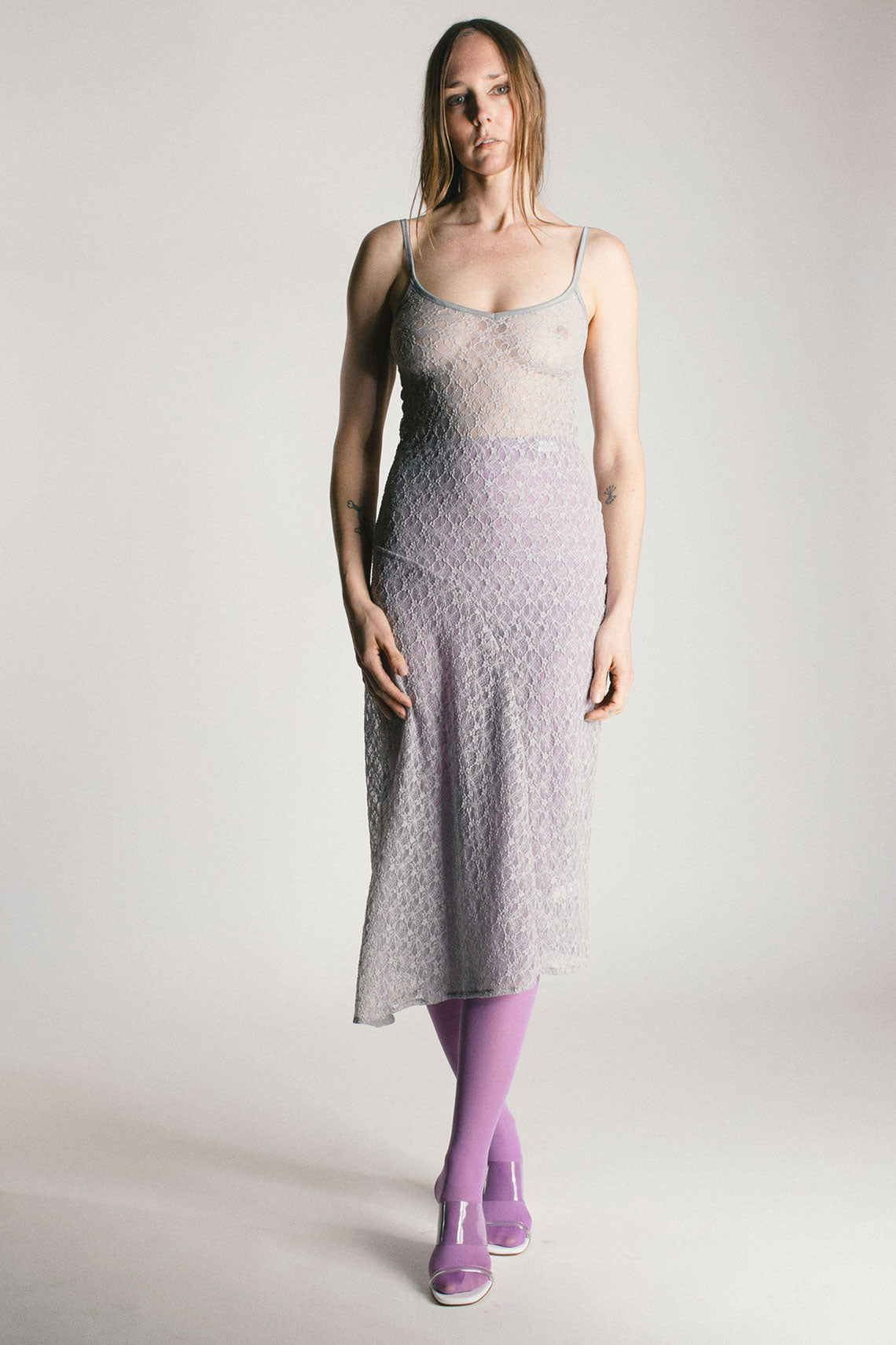 Simone Wild - Grey Lace Camisole Dress L