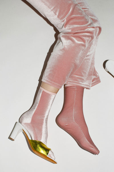 Light Pink Velvet Ankle Sock