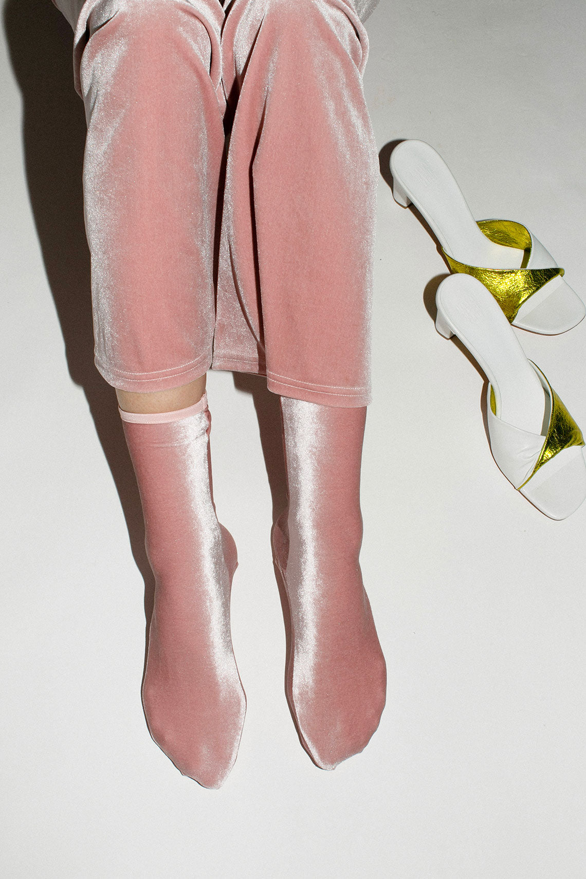 Light Pink Velvet Ankle Sock